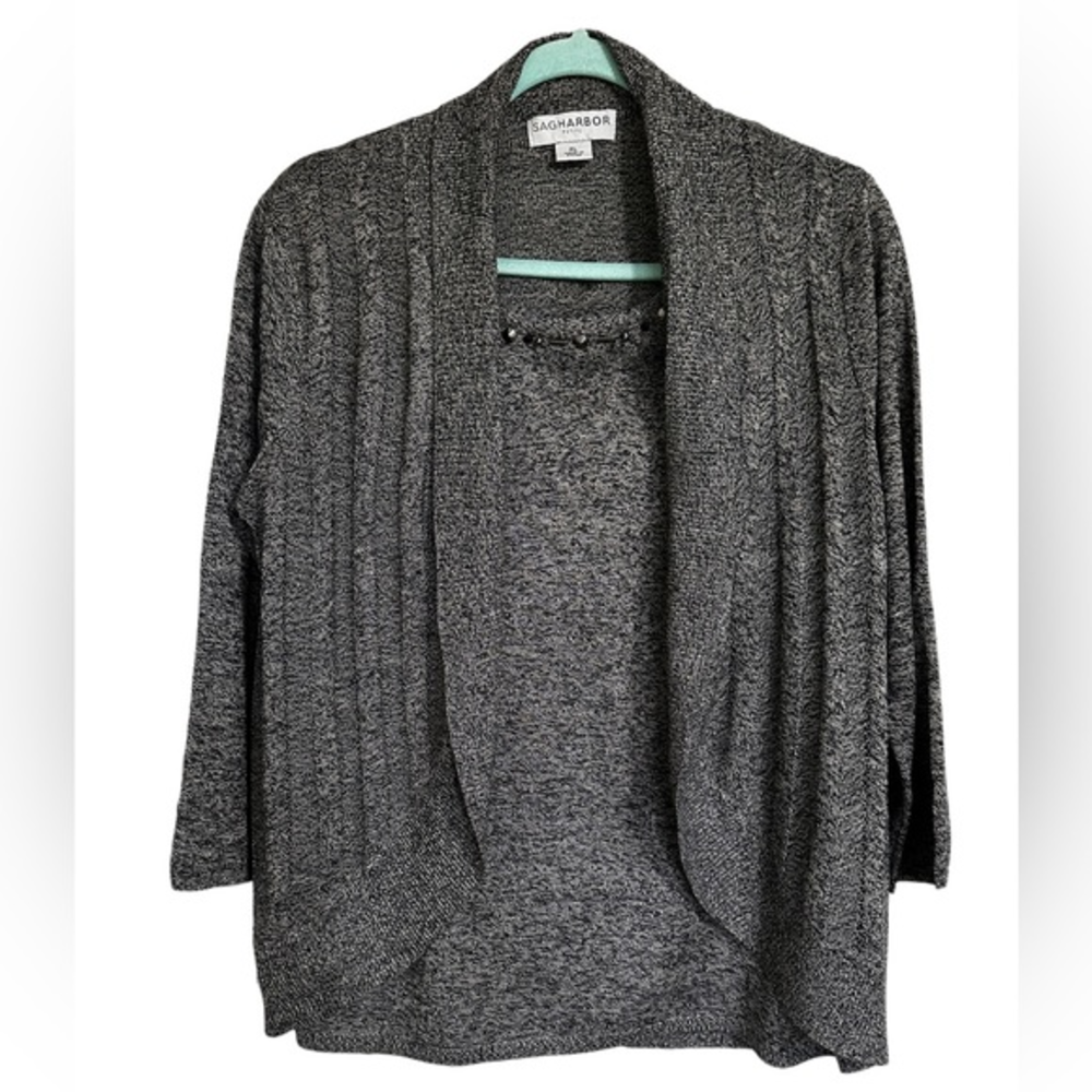 Sag Harbor Knit Sweater With Sleeveless Knit‎ Tank Top Attached